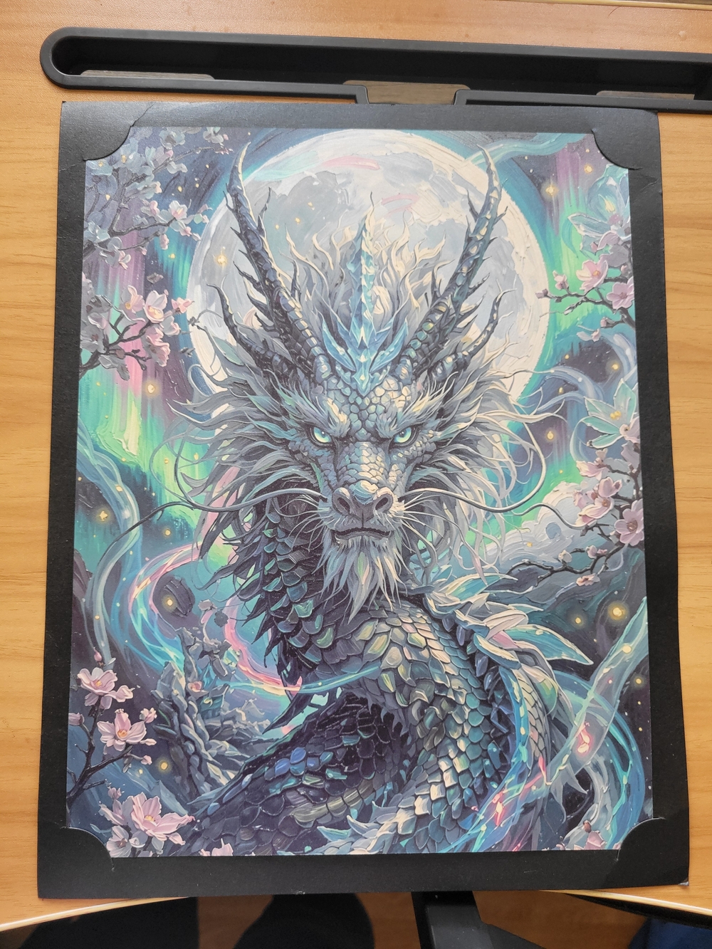 💀NEW💀 Hand Crafted Blue and Teal Dragon Night Art Print